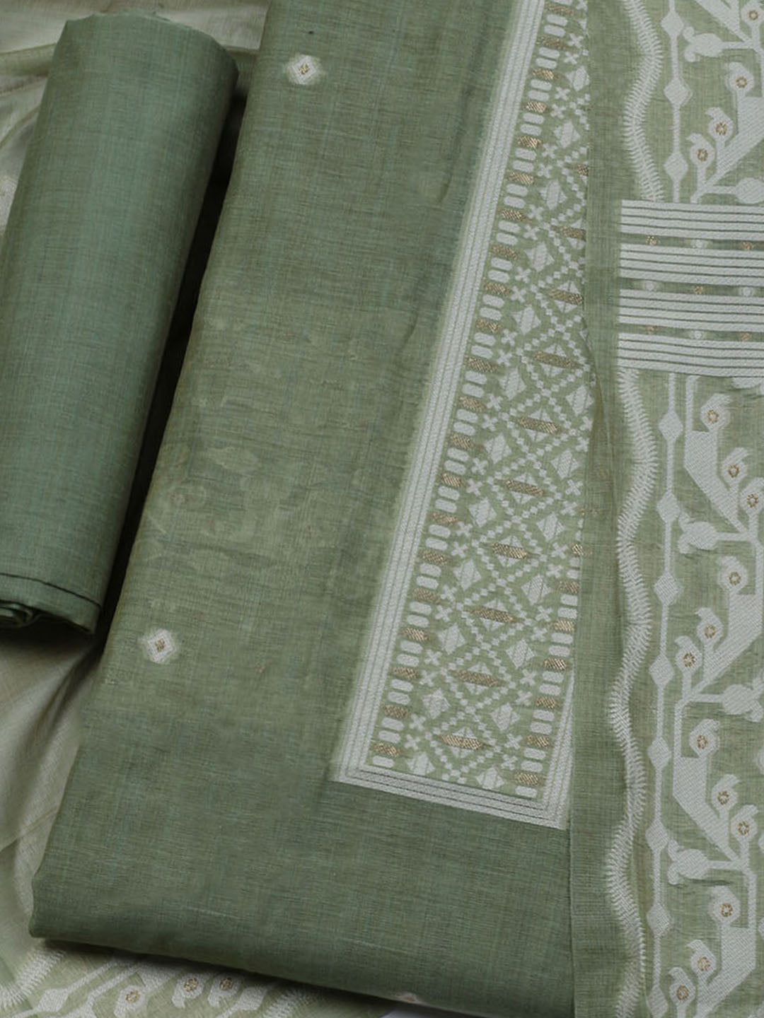 Woven Chanderi Unstitched Suit With Dupatta