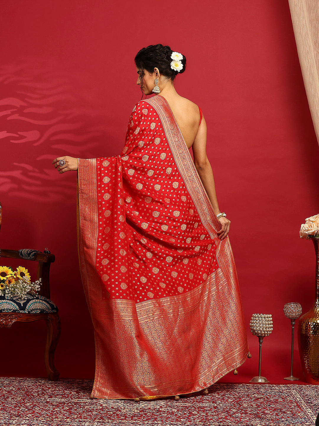 Woven Design Satin Saree