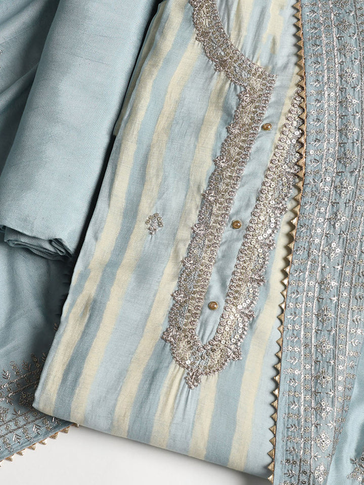 Sequence Work Chanderi Unstitched Suit With Dupatta