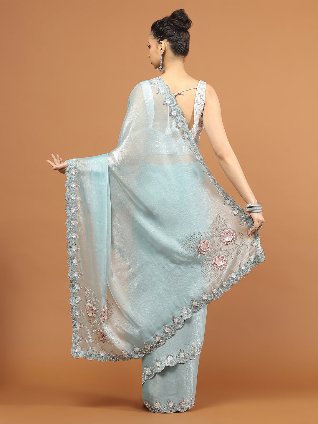 Stone Work Art Chiffon Saree