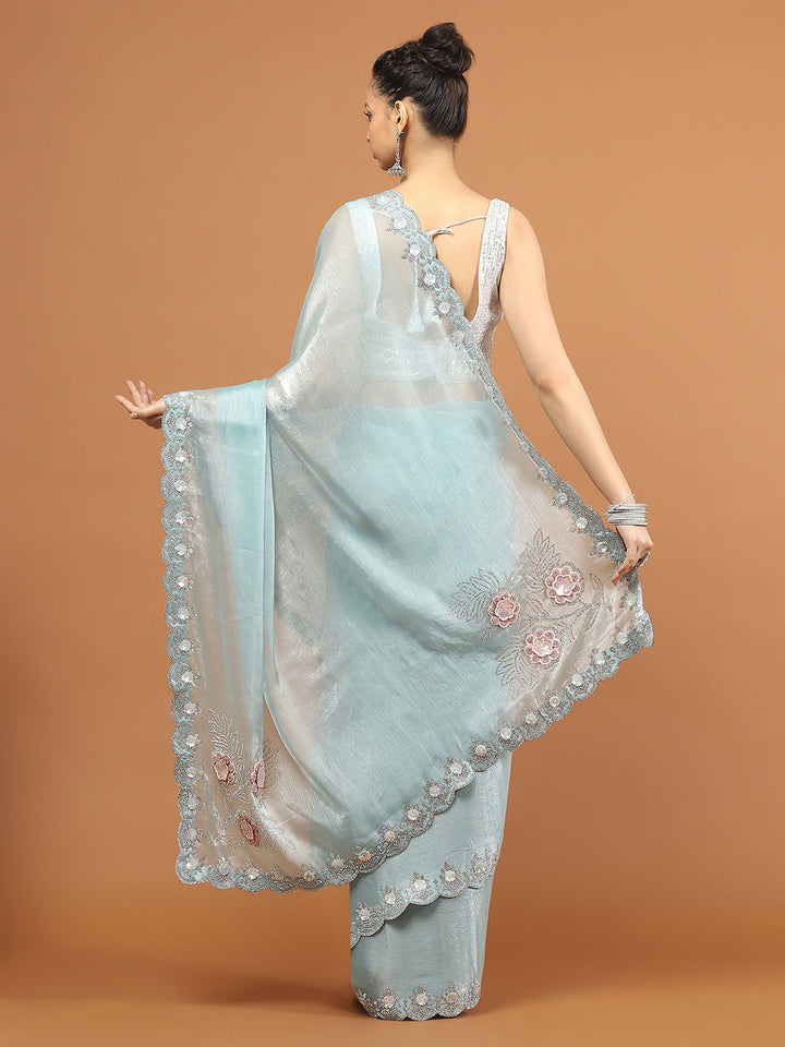Stone Work Art Chiffon Saree