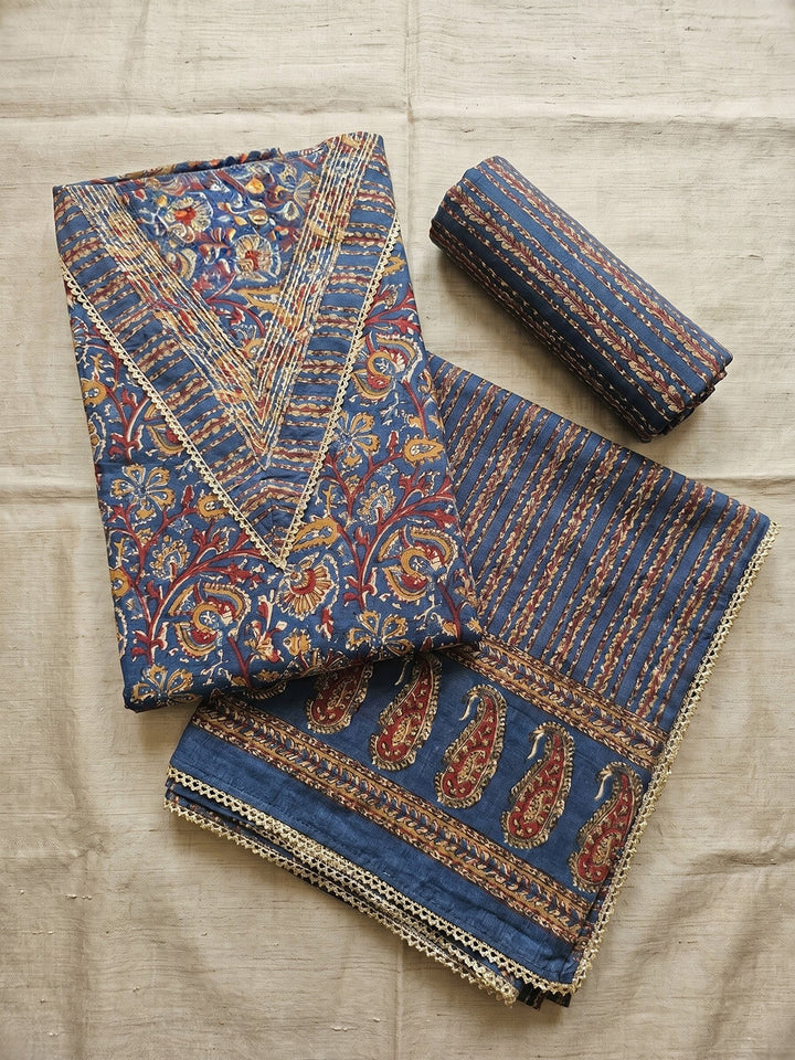 Printed Cotton Blend Unstitched Suit With Pant &amp; Dupatta