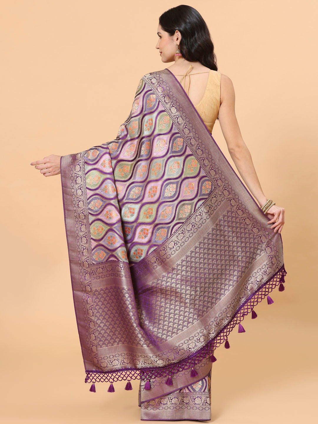 Zari Jaal Woven Satin Saree