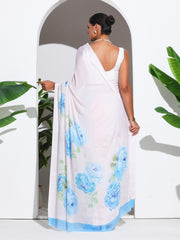 Floral Printed Crepe Saree