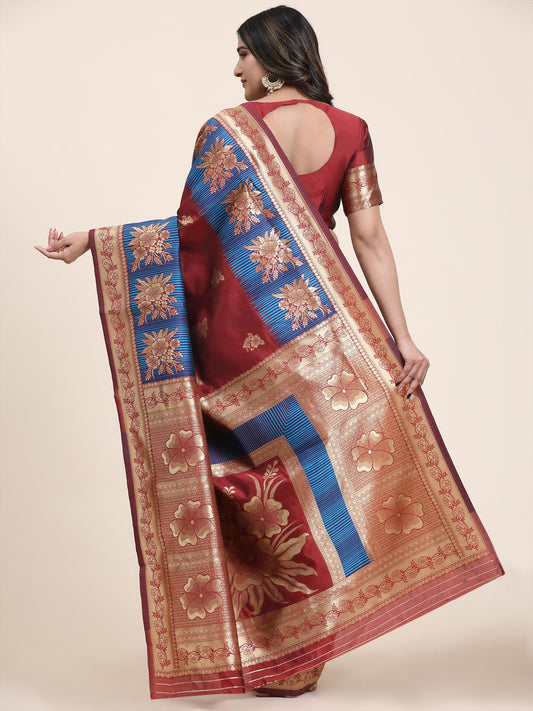 Zari Border Booti Handloom Saree