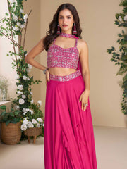 Embroidered Chinon Suit With Pant & Dupatta