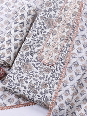 Embellished Cotton Blend Unstitched Suit With Pant & Dupatta