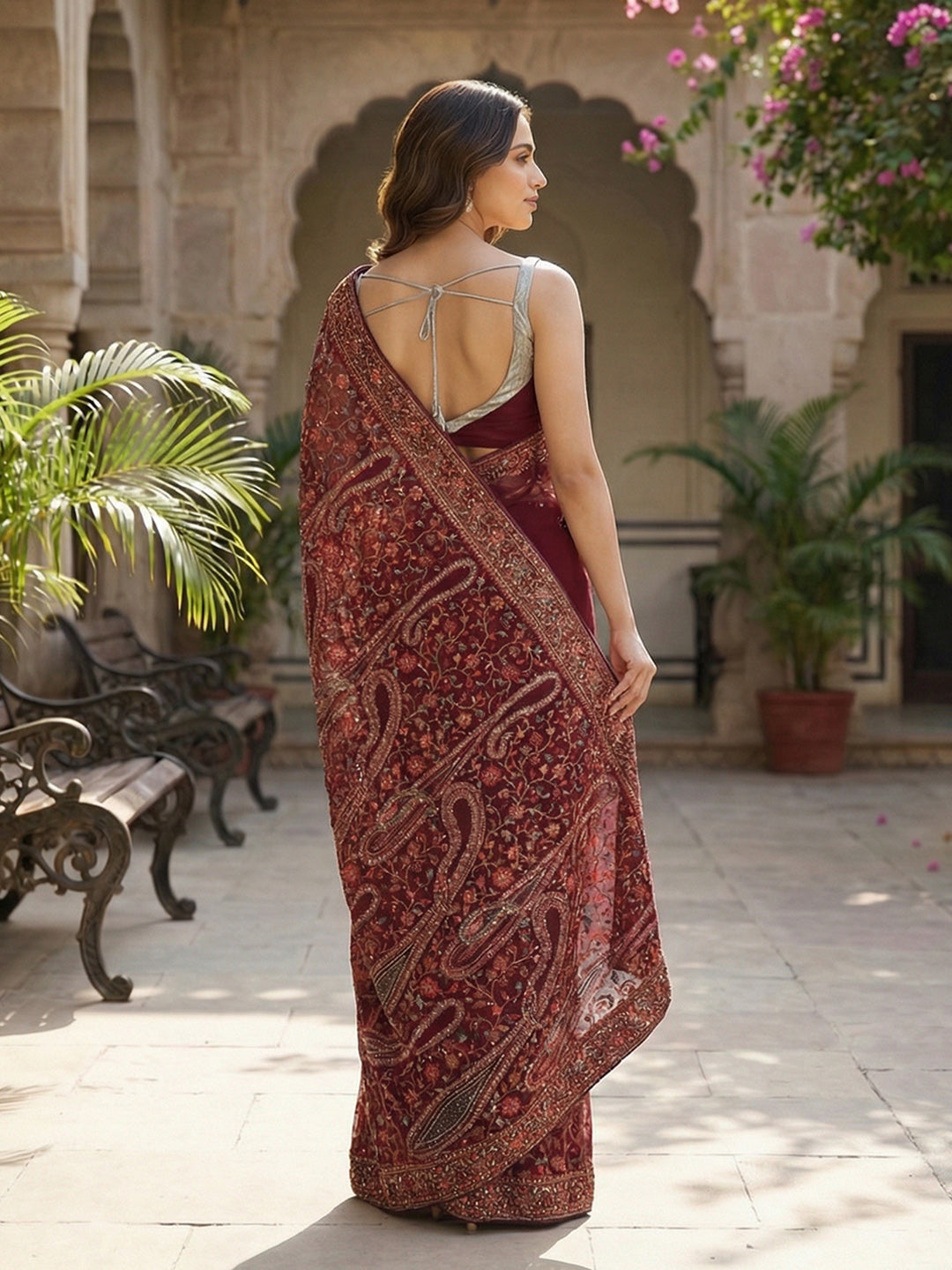 Embroidered Georgette Saree
