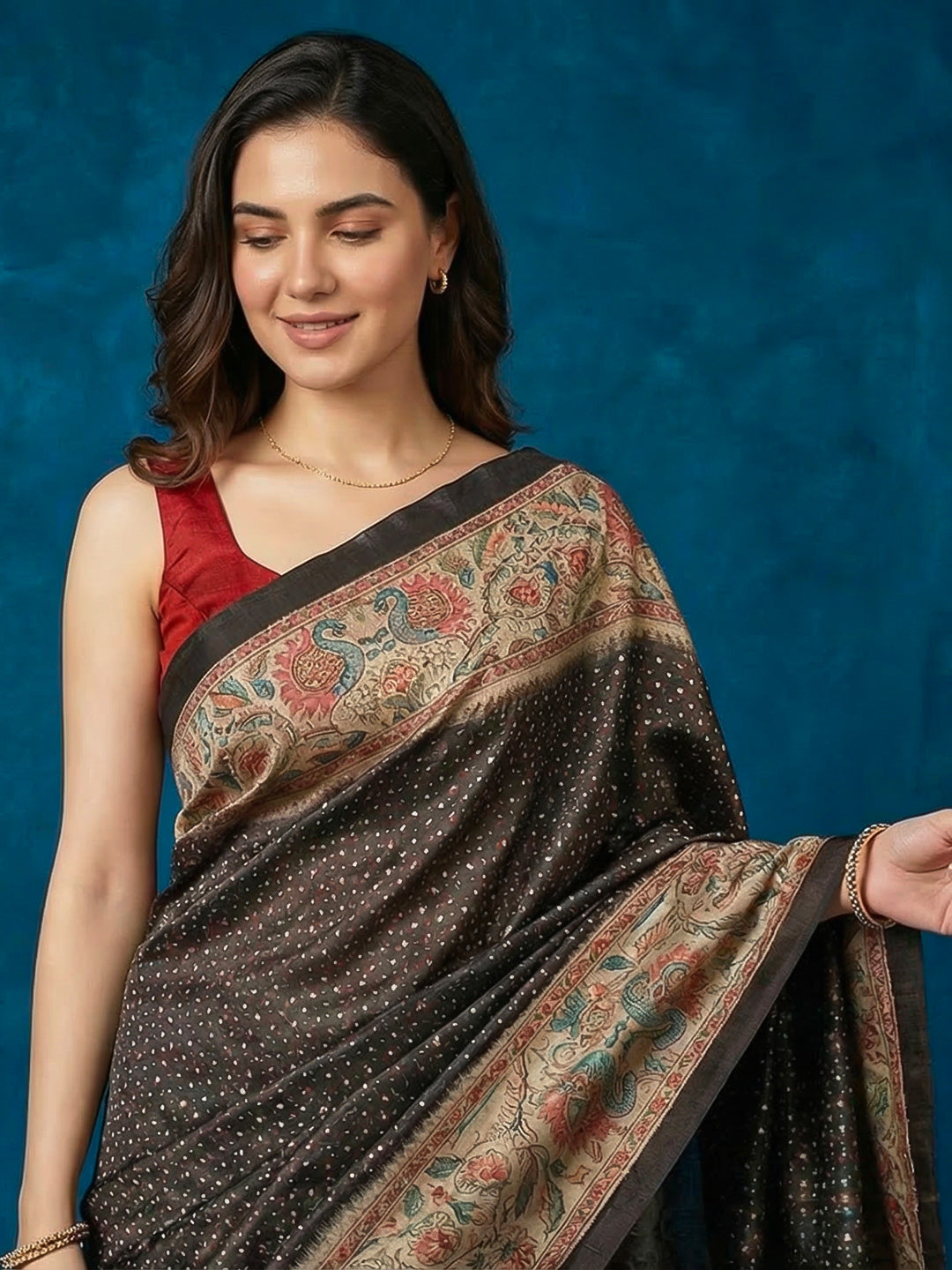 Printed Tussar Silk Saree