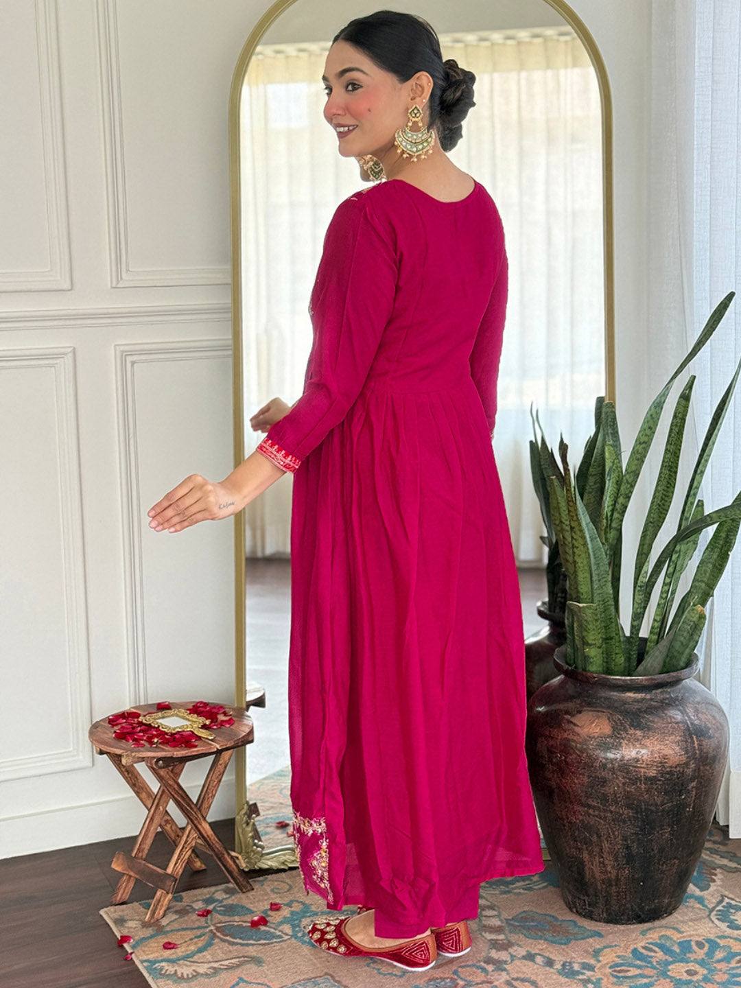 Embroidery Art Silk Kurta With Pants &amp; Dupatta