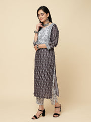 Floral Printed Cotton Kurta With Pants & Dupatta