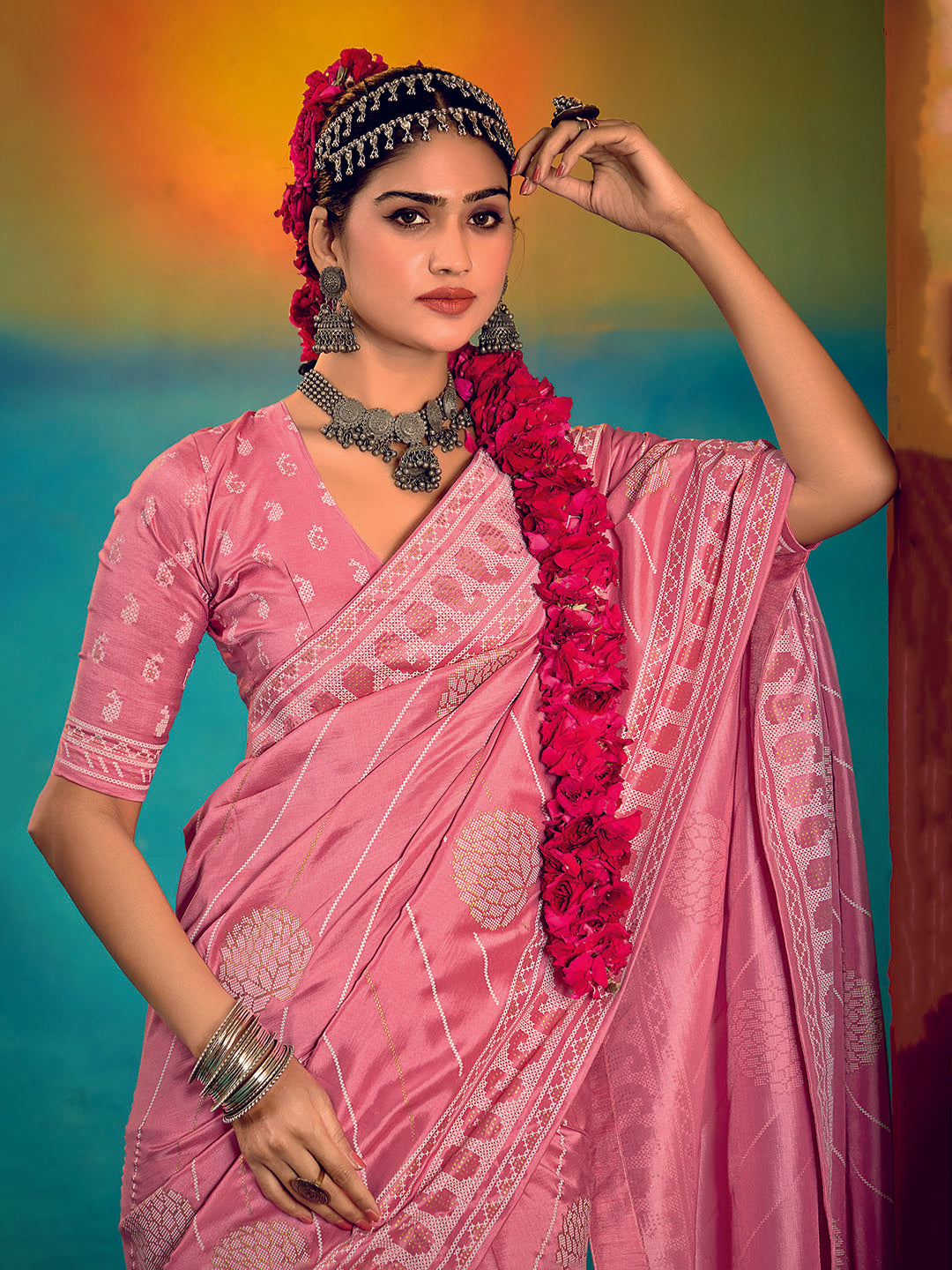 Abstract Print Art Silk Saree