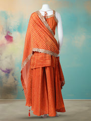 Woven Design Tissue Stitched Kurta With Sharara & Dupatta
