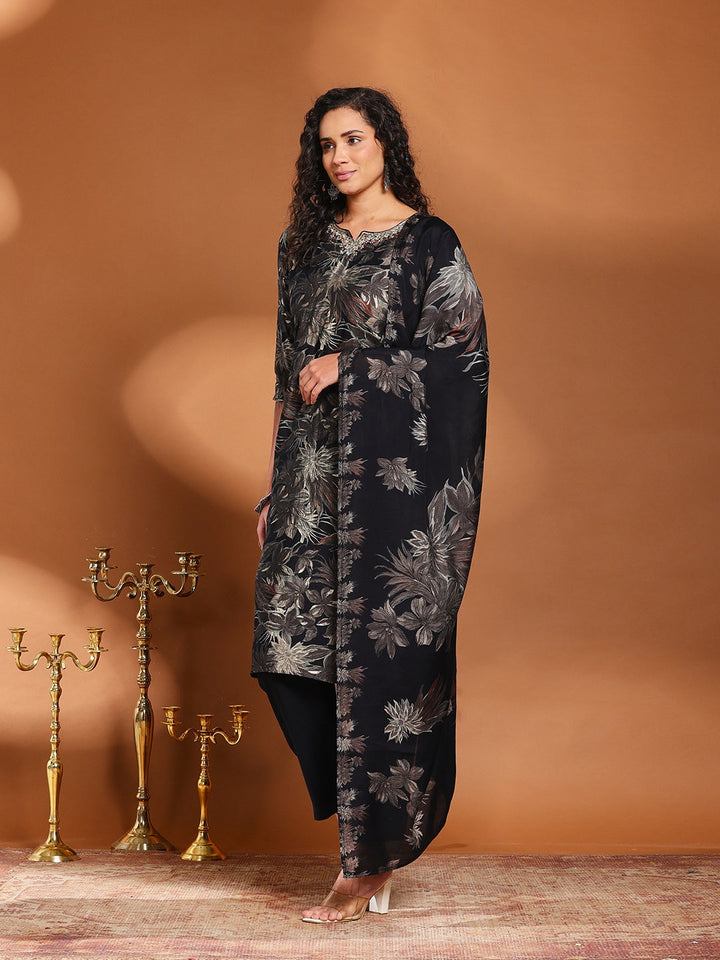 Printed Cotton Blend Kurta With Pant &amp; Dupatta