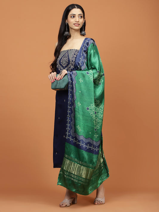 Neck Embroidered Cotton Unstitched Suit Piece With Dupatta