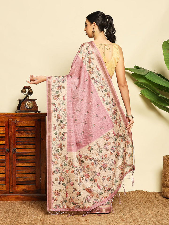 Floral Printed Tussar Saree