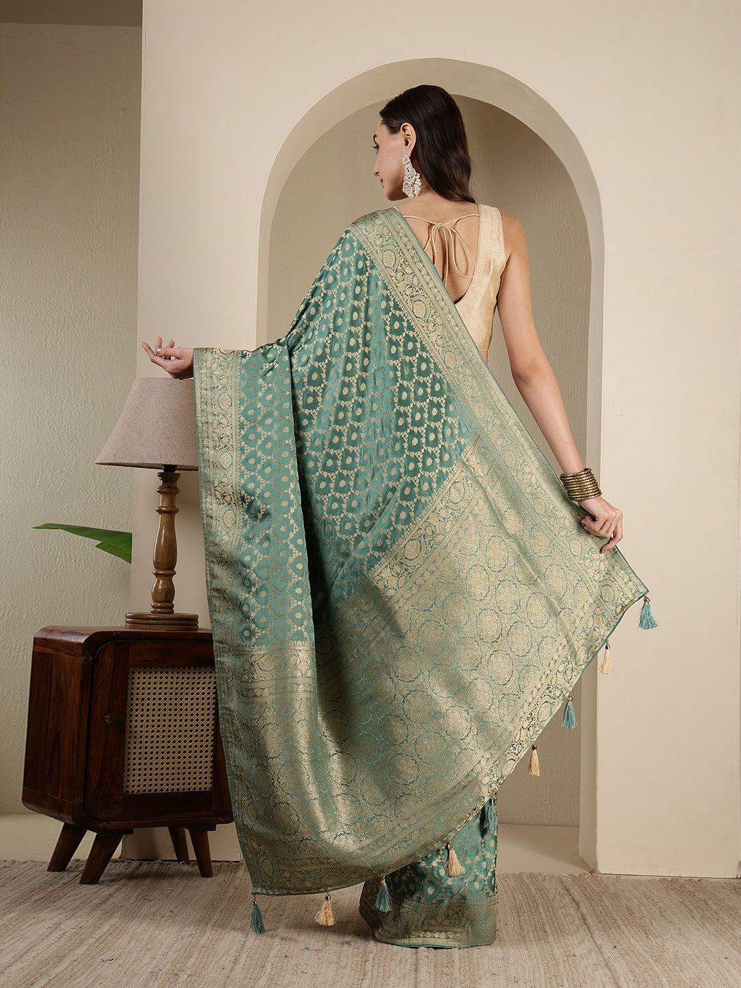 Woven Design Satin Saree