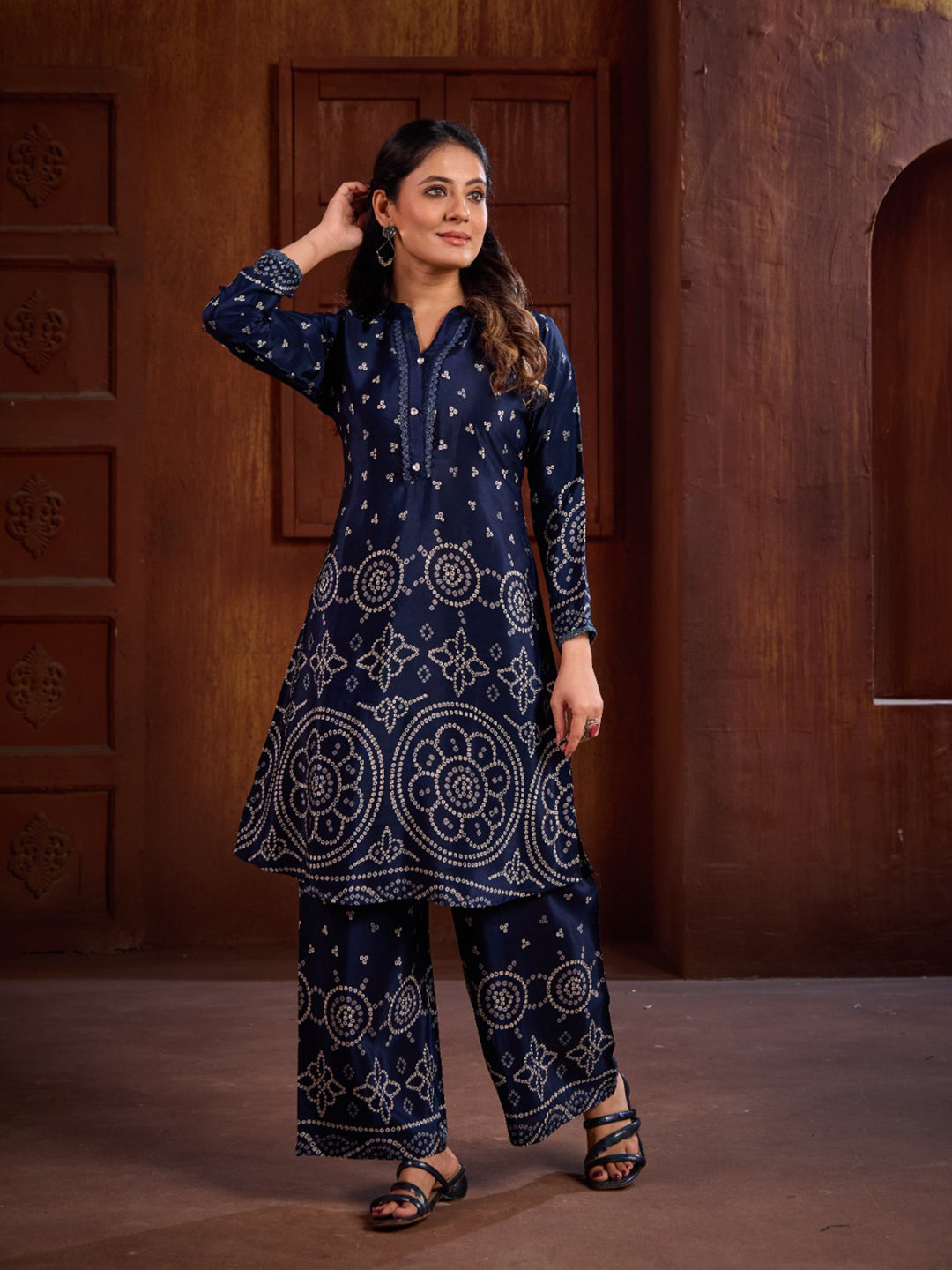 Printed Crepe Kurta With Pants