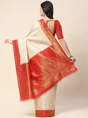 Zari Border Booti Woven Handloom Saree