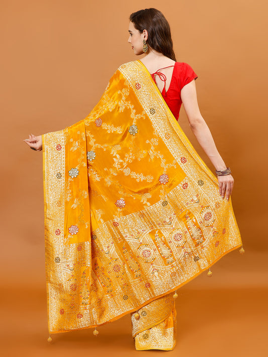 Stone Work Art Crepe Saree