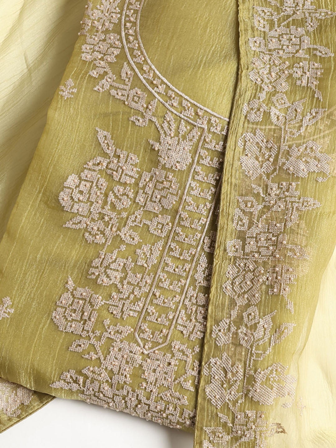 Embroidered Tissue Unstitched Suit With Dupatta