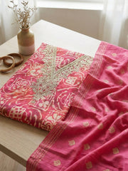 Embroidered Cotton Unstitched Suit With Pant