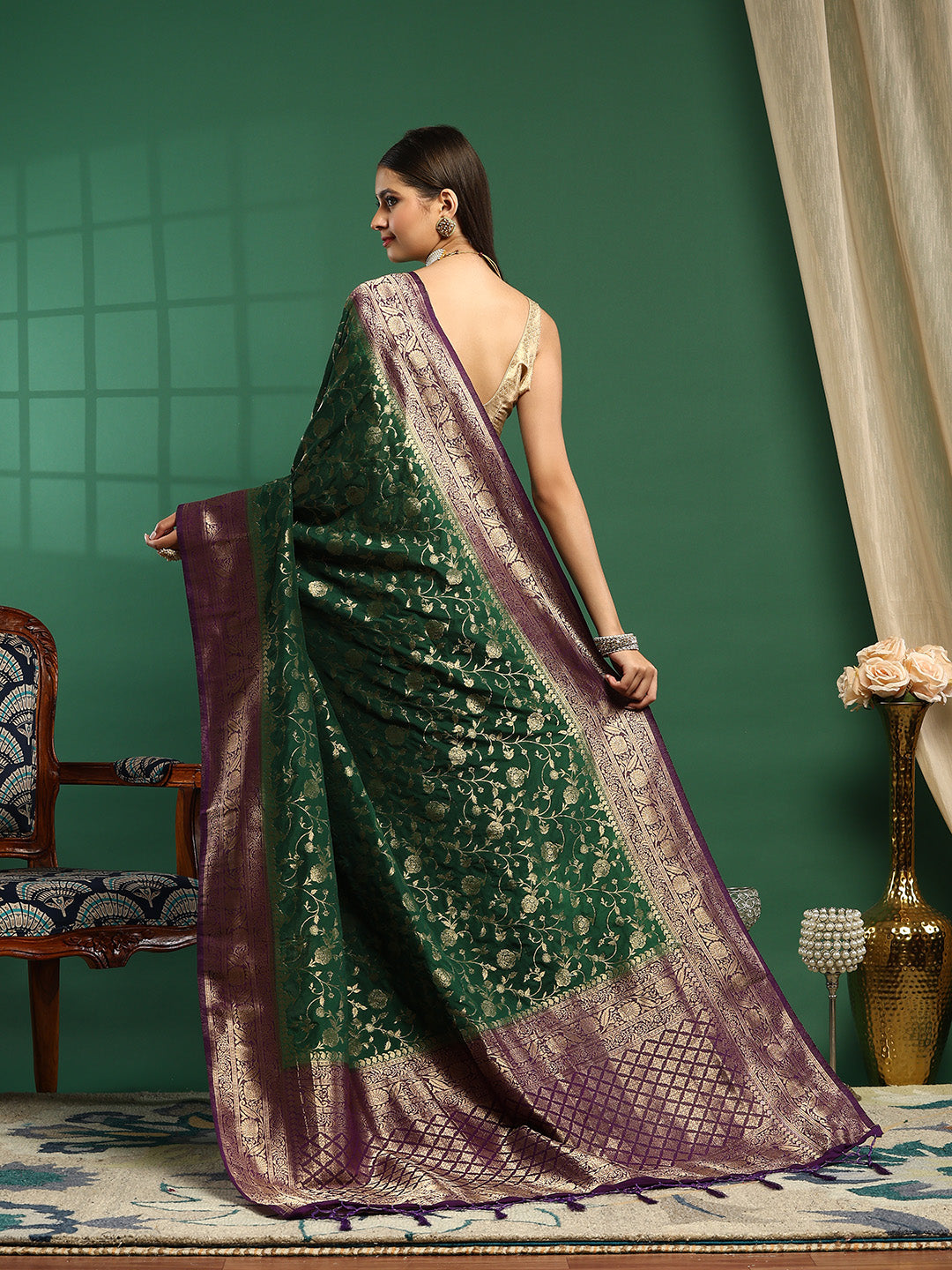 Plain Crepe Saree