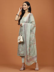 Printed Cotton Unstitched Suit Piece With Dupatta