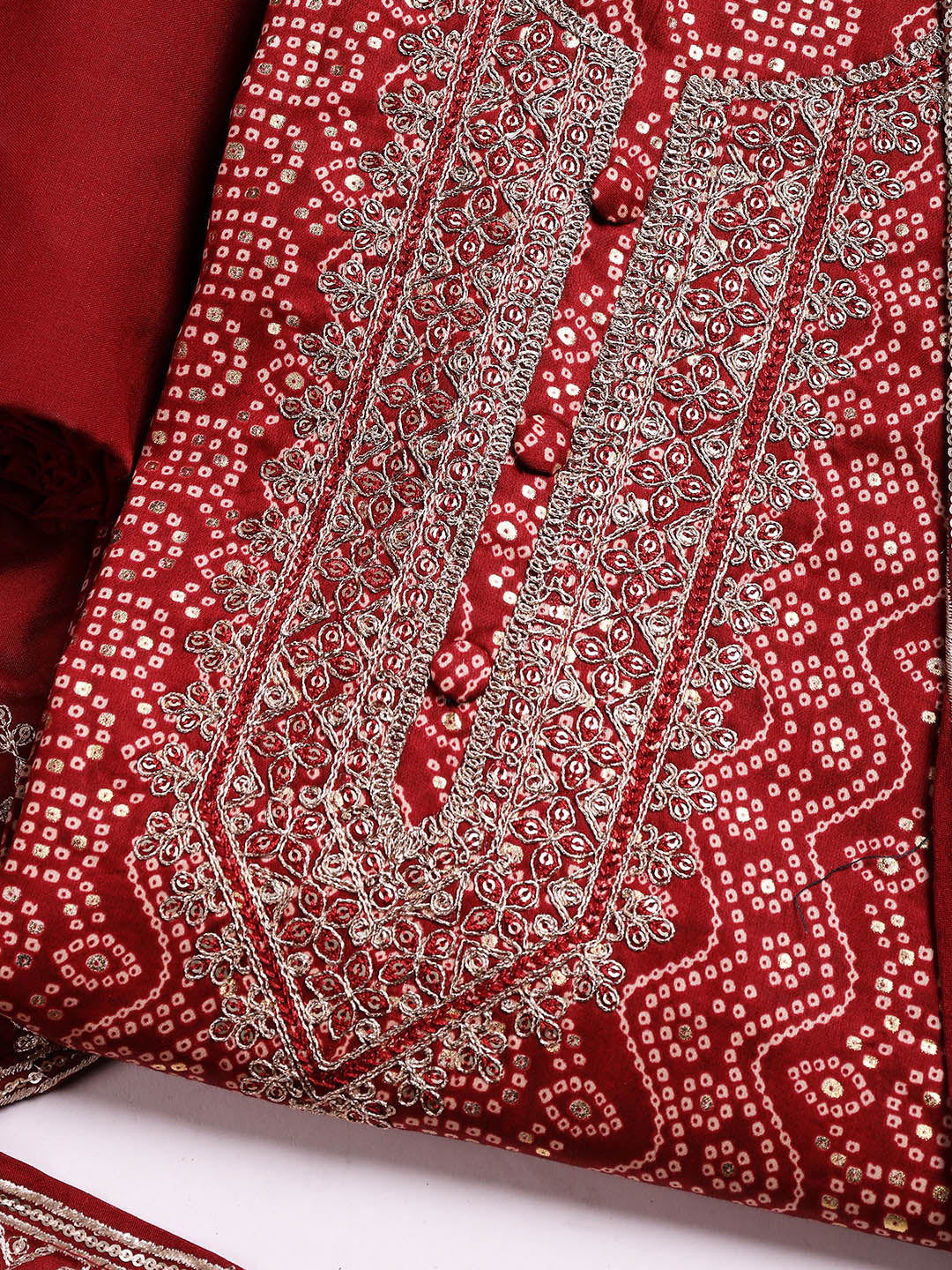 Neck Embroidered Cotton Blend Unstitched Suit With Dupatta