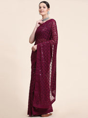 Sequin Embroidery Georgette Saree