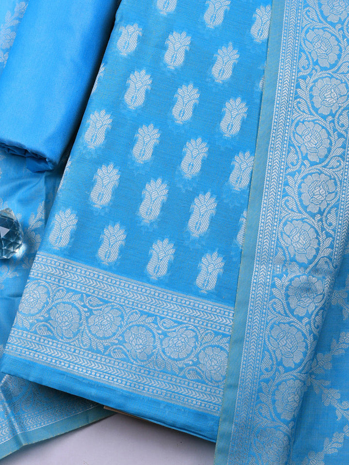Woven Design Chanderi Unstitched Suit With Pant &amp; Dupatta