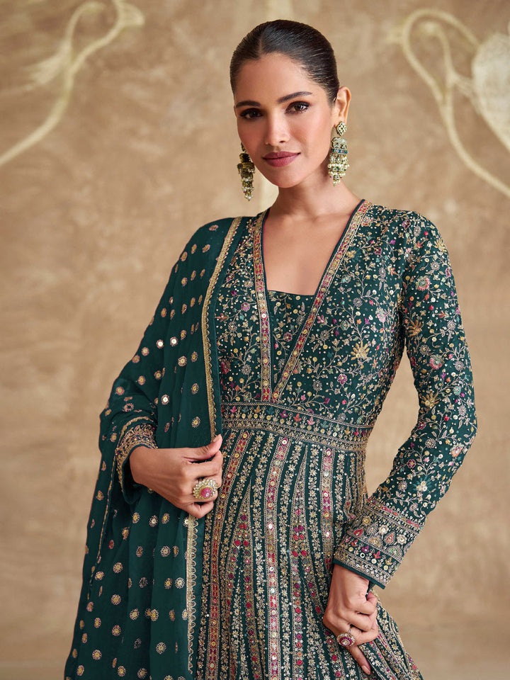 Embroidered Georgette Suit With Pant &amp; Dupatta