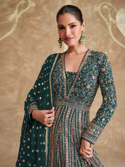 Embroidered Georgette Suit With Pant & Dupatta