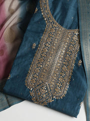 Sequence Work Chanderi Unstitched Suit With Dupatta