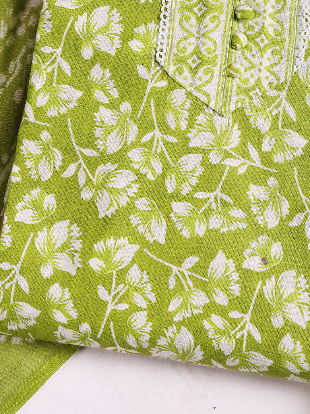 Printed Cotton Blend Unstitched Suit With Dupatta