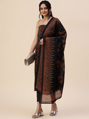 Printed Cotton Unstitched Suit Piece With Dupatta