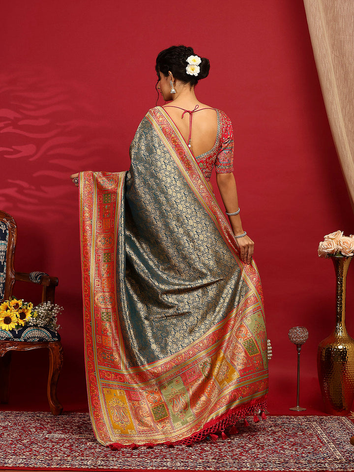 Embroidered Dola Silk Saree