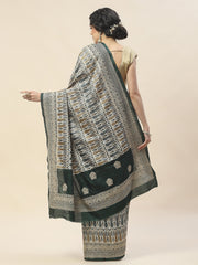 Block Print Woven Tussar Saree