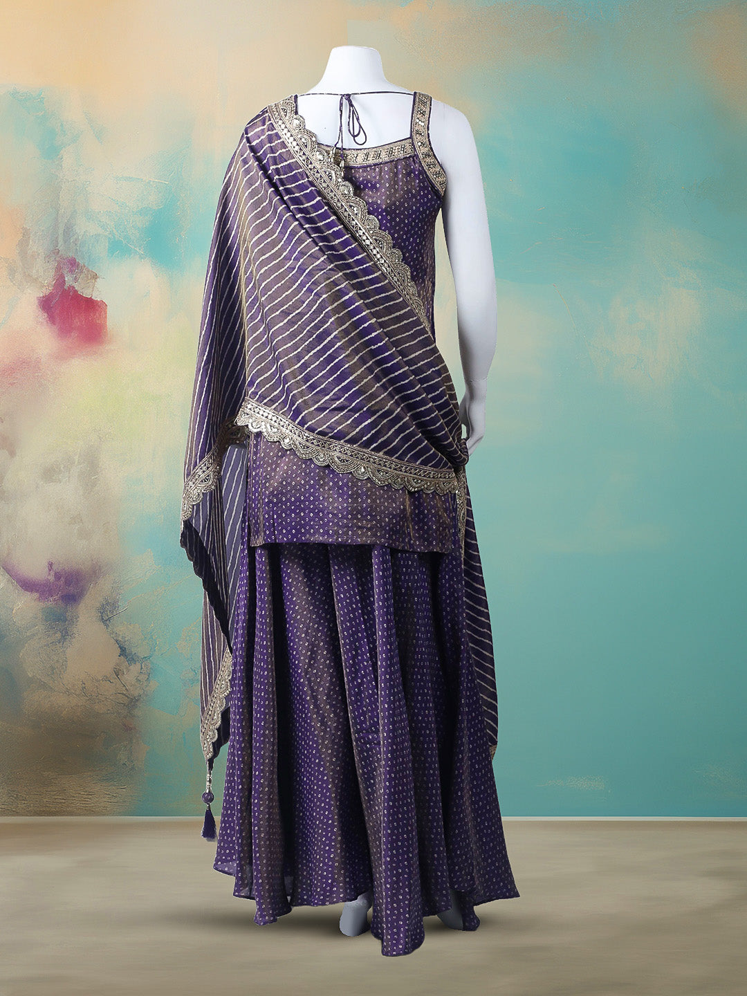 Woven Design Tissue Stitched Kurta With Pant &amp; Dupatta