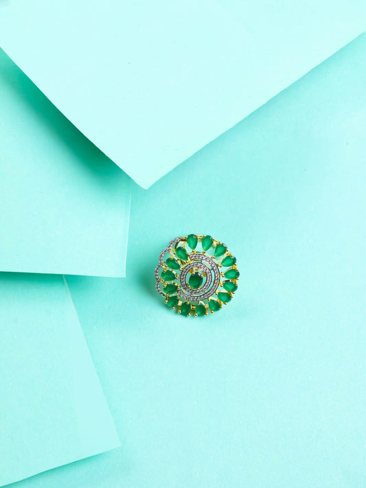 Emerald Gold-plated Statement Ring