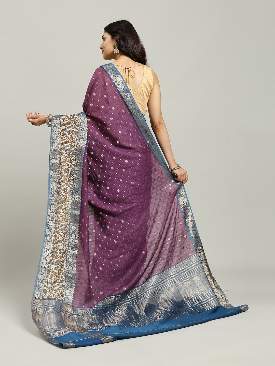 Digital Printed Cotton Blend Woven Saree