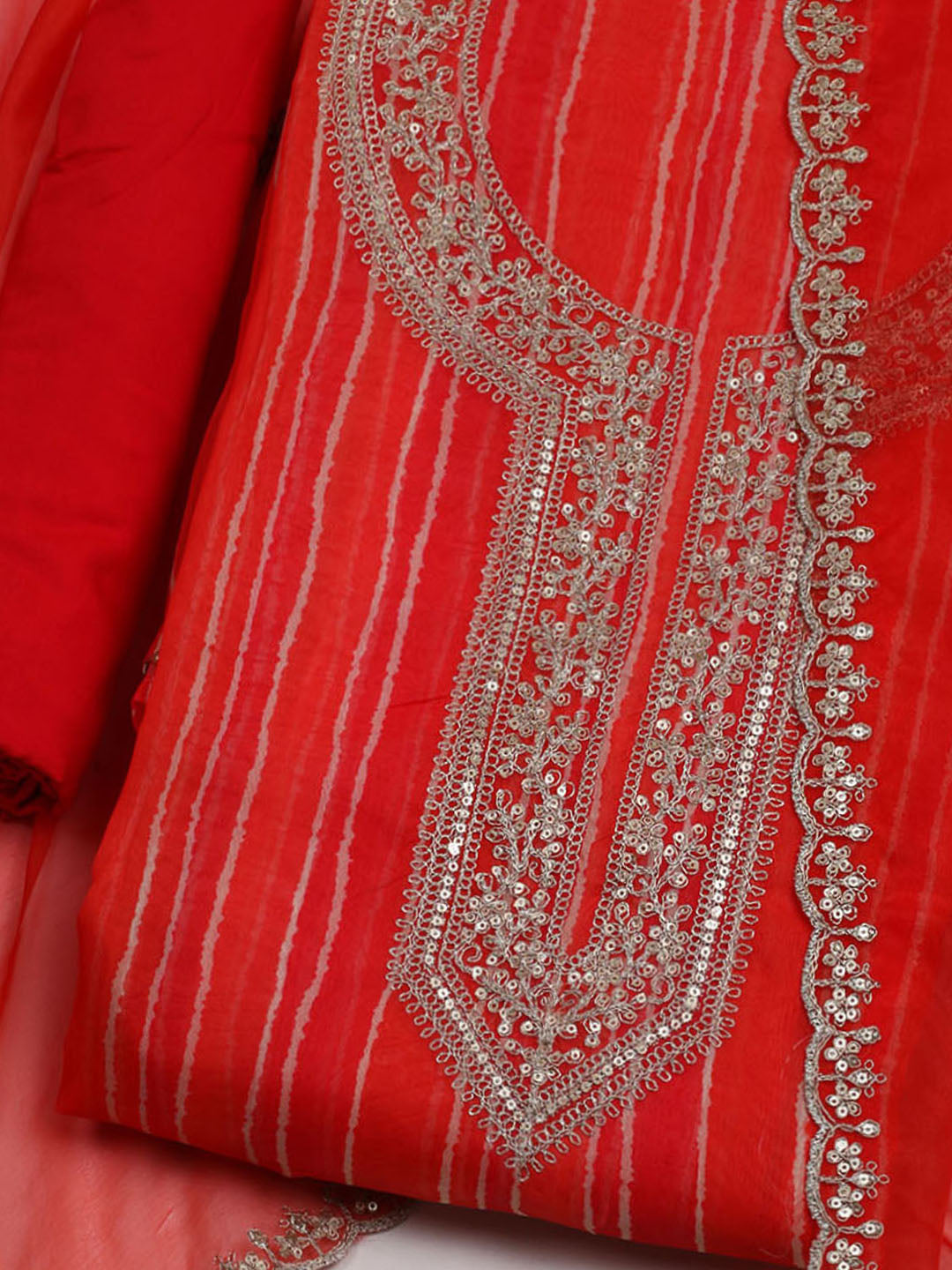 Embroidered Organza Unstitched Suit With Dupatta