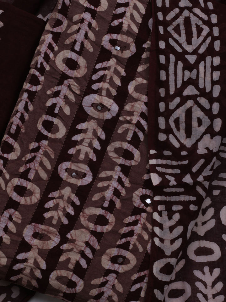 Printed Cotton Blend Unstitched Suit With Dupatta