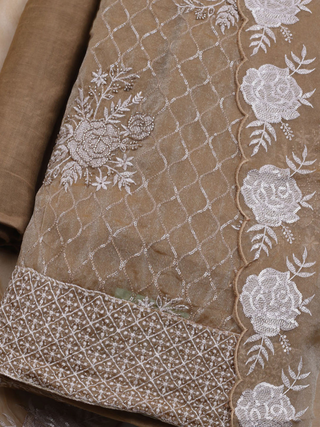 Embroidered Tissue Unstitched Suit With Dupatta