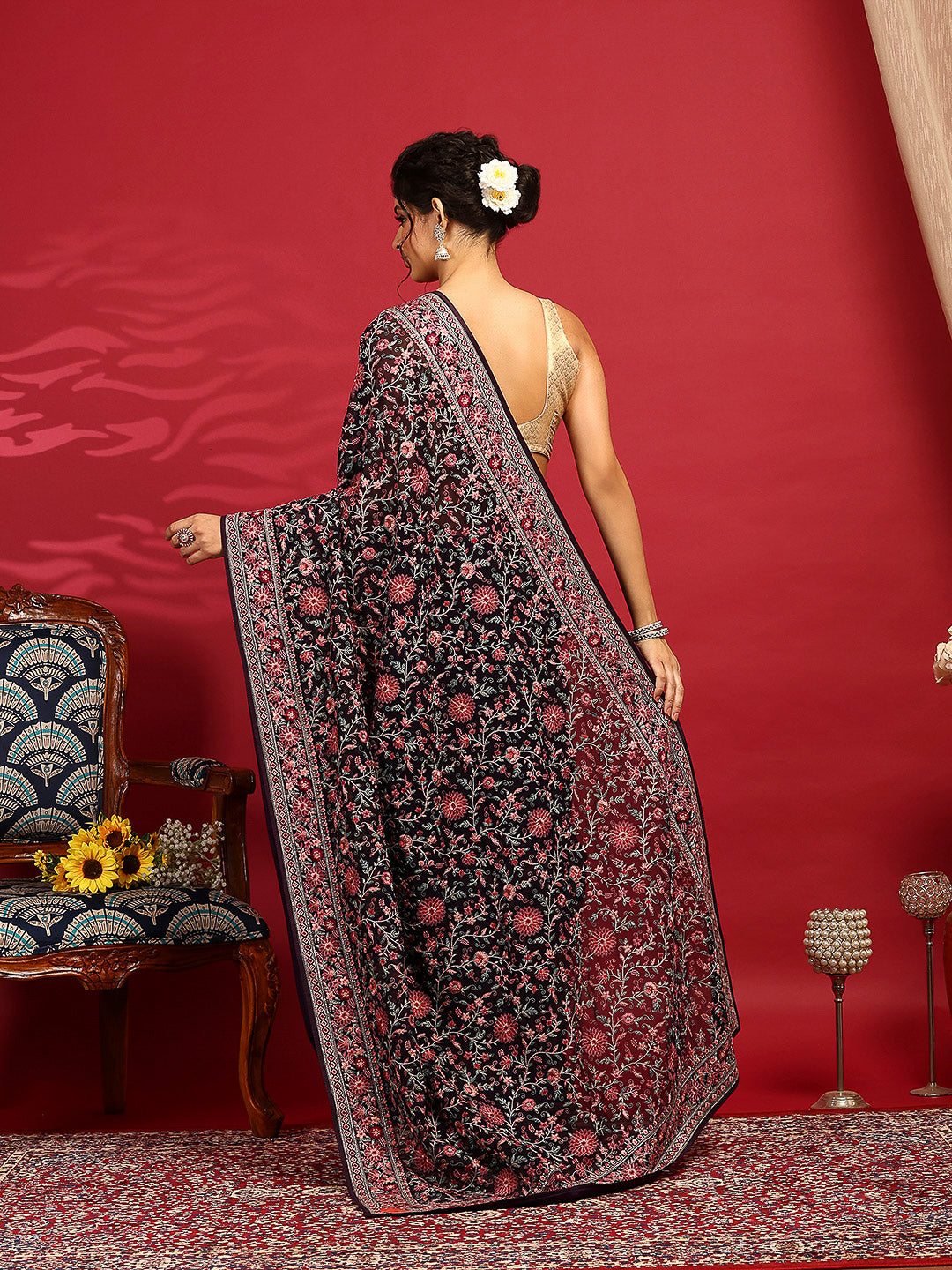 Embroidered Georgette Saree