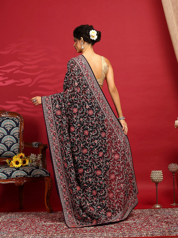 Embroidered Georgette Saree