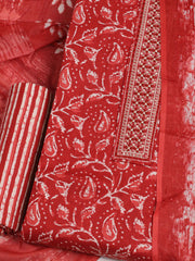 Printed Cotton Unstitched Suit With Pant & Dupatta