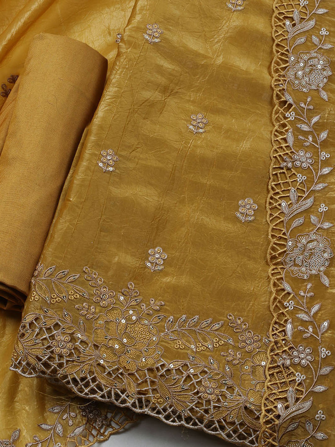 Embroidered Tissue Unstitched Suit With Dupatta