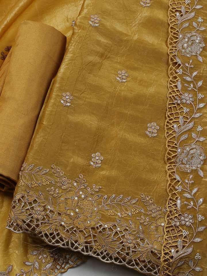 Embroidered Tissue Unstitched Suit With Dupatta