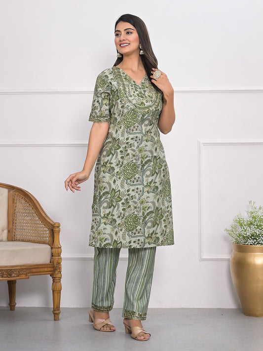 Printed Muslin Kurta With Pants